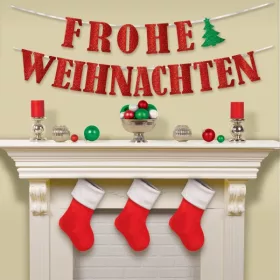 Frohe Weihnachten Červený papierový nápis 365 cm