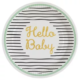Hello Baby Gold-Pappteller, 8 Stück, 23 cm