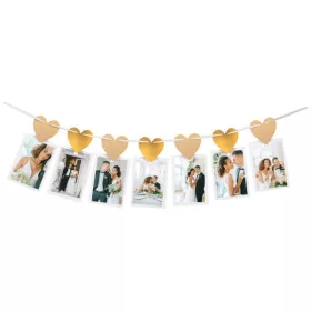 Hochzeits-Goldene Herz-Fotohalter-Girlande