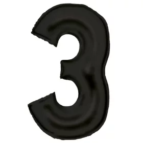 Fekete Lustre Black 3-as szám fólia lufi 86 cm