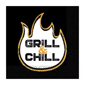 Grill & Chill Servietten, schwarz, 16 Stück, 33 x 33 cm