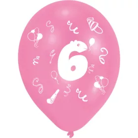   Happy Birthday 6 Ribbon léggömb, lufi 8 db-os 10 inch (25,4cm)
