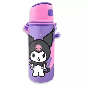   Hliníková fľaša Hello Kitty Kuromi so slamkou a vešiakom 600 ml