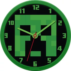Minecraft zeleni zidni sat 25 cm