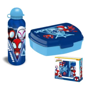 Spiderman Blue Web Sandwichbox + Aluminium-Wasserflasche Set