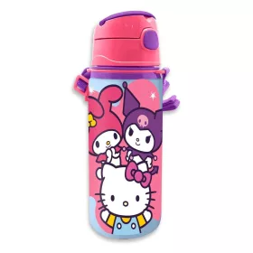   Hliníková fľaša s vešiakom Hello Kitty Friends s slamkou 600 ml