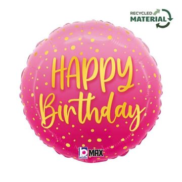 Happy Birthday Pink fólia lufi 46 cm