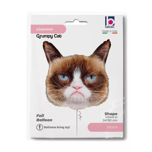Grumpy Cat Face fólia lufi 61 cm