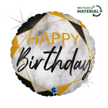Happy Birthday Glitter Marble fólia lufi 46 cm