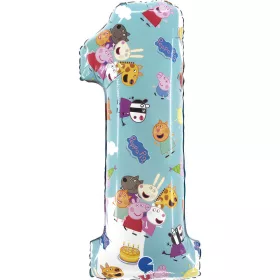 Fóliový balón Peppa Pig modrý číslo 1 66 cm