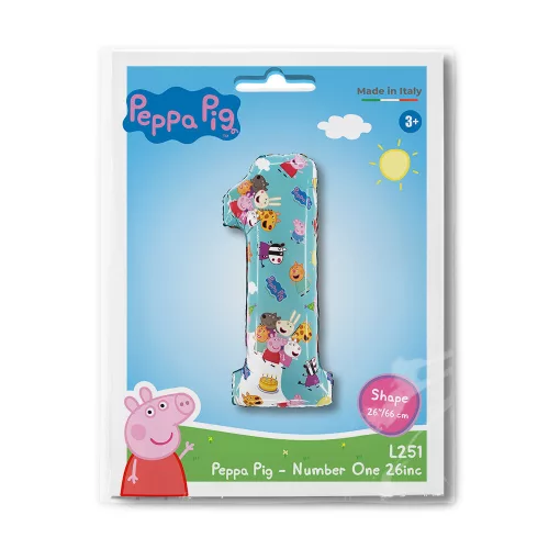 Fóliový balón Peppa Pig modrý číslo 1 66 cm