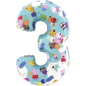 Peppa malac Blue 3-as szám fólia lufi 66 cm