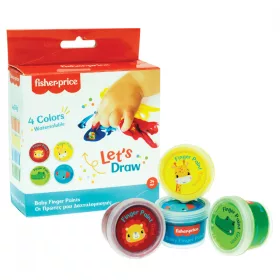 Fisher-Price Detské prstové farby Let's Draw, 4 ks