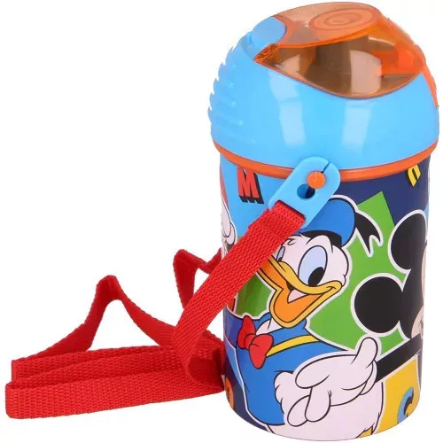 Plastová fľaša so slamkou Disney Mickey Color Flow s vešiakom 450 ml