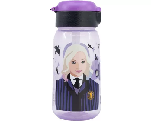 Plastová fľaša so slamkou Wednesday Nevermore Academy 510 ml