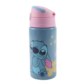   Disney Lilo & Stitch, der Star-Hund Aliens Aluminium-Trinkflasche mit Strohhalm und Aufhänger, 500 ml