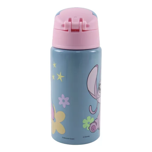 Disney Lilo a Stitch, hviezdny psík Votrelec hliníková fľaša s slamkou a vešiakom 500 ml