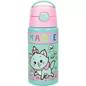   Disney Marie Little Lady hliníková fľaša s slamkou a vešiakom 500 ml