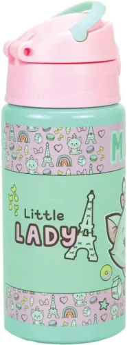 Disney Marie Little Lady hliníková fľaša s slamkou a vešiakom 500 ml