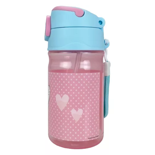 Plastová fľaša na pitie Disney Marie Dots so slamkou a vešiakom, 350 ml