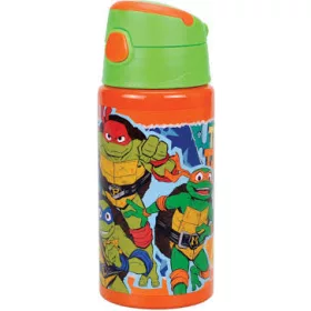   Teenage Mutant Ninja Turtles Pizza Power Aluminium-Trinkflasche mit Strohhalm und Aufhänger, 500 ml