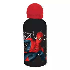   Spiderman-Aluminiumflasche in Dunkelgrau mit Trinkverschluss, 500 ml