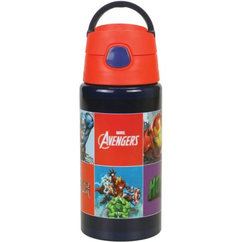 Bosszúállók Smash alumínium szívószálas kulacs akasztóval 500 ml
