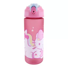   Fľaša na pitie Hello Kitty s jednorožcom z matného plastu so slamkou, 600 ml
