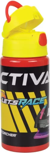 Hliníková fľaša Hot Wheels Race so slamkou a vešiakom 500 ml