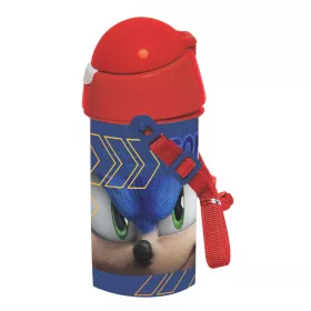   Plastová fľaša Sonic the Hedgehog Speed ​​​​so slamkou a vešiakom 500 ml