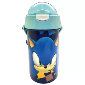   Sonic the Hedgehog Speed ​​Blaue Trinkflasche mit Strohhalm und Aufhänger, 500 ml