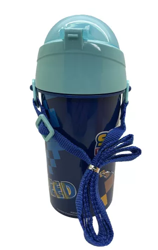 Sonic the Hedgehog Speed ​​Blaue Trinkflasche mit Strohhalm und Aufhänger, 500 ml