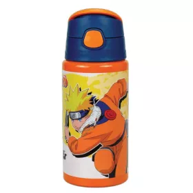   Naruto Fire Orange Aluminium-Trinkflasche mit Strohhalm und Aufhänger, 500 ml