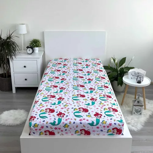 Disney Hercegnők Ariel gumis lepedő 90x200 cm
