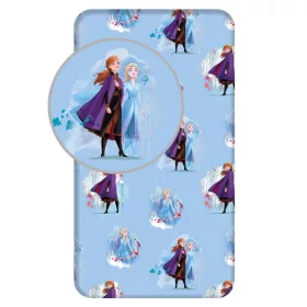  Disney Frozen Spannbettlaken mit blauen Blättern, 90 x 200 cm