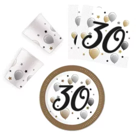   Alles Gute zum 30. Geburtstag! Partyset mit 36 ​​Tellern (23 cm Durchmesser).