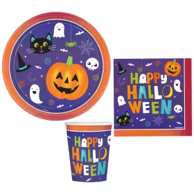   Halloween-Partyset „Freunde“ mit 36 ​​Tellern à 23 cm Durchmesser