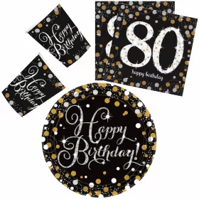   Happy Birthday Gold 80 Partyset mit 32 Tellern (23 cm Durchmesser).