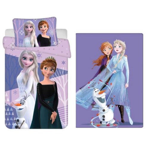 Disney Jégvarázs Purple gyerek, ovis ágyneműhuzat és polár takaró szett