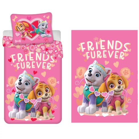 Mancs Őrjárat Friends Furever gyerek, ovis ágyneműhuzat és polár takaró szett