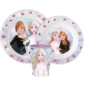   Disney Frozen Herbstblätter Geschirrset, Mikroplastik-Set, mit 260 ml Glas