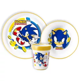   Sonic a sündisznó Rings csúszásmentes étkészlet, micro műanyag szett