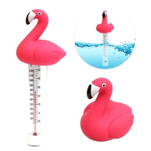 Flamingó alakú vízhőmérséklet mérő medencéhez
