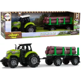 Zöld traktor utánfutó rönkök fa farm hang