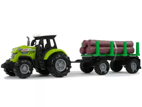 Zöld traktor utánfutó rönkök fa farm hang