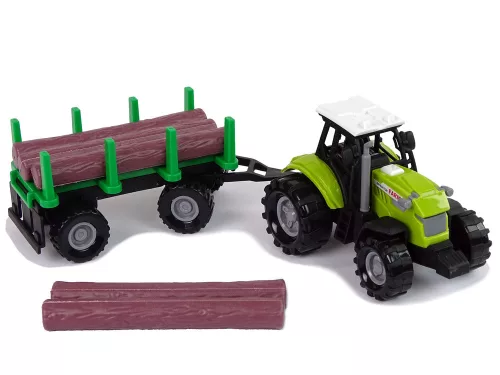 Zöld traktor utánfutó rönkök fa farm hang