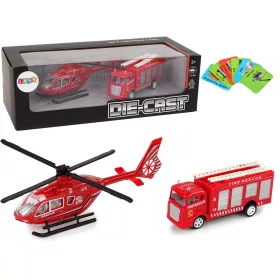 Tűzoltóhelikopter húzókészlet piros