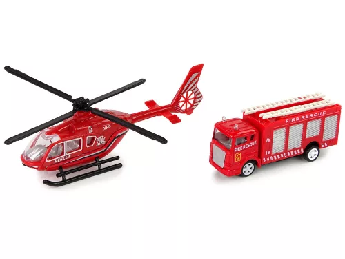 Tűzoltóhelikopter húzókészlet piros