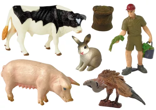 Nagy Haszonállat Figura Szett + Gazda és Tanya 10 Darabos