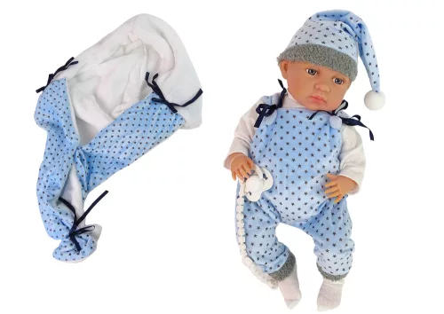 Baby Doll 46 cm Kék Csillag alakú takaró, babajáték